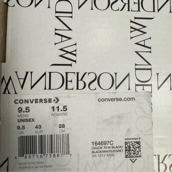 JW Anderson & Converse Glitter High-Top Sneakers - Black and Multicolor - Picture 8 of 8